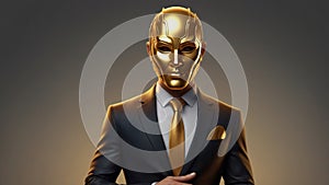Golden Masked Figure in Suit photo