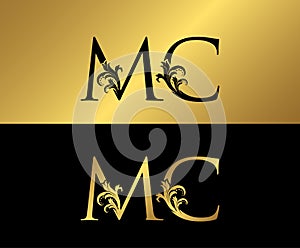 Golden MC Luxury Logo Icon, Vintage Gold MC Letter Logo