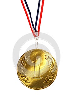 Golden medal first place champion isolated winner