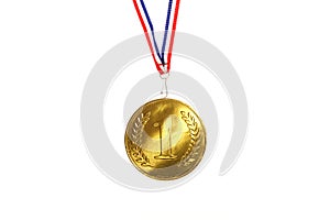 Golden medal first place champion isolated winner