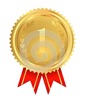 Golden medal of First place. Vector