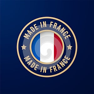 Golden Medal With French Flag And Text Made In France