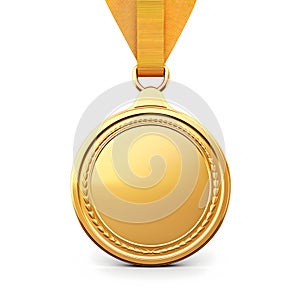 Golden medal with ribbon, blank medal