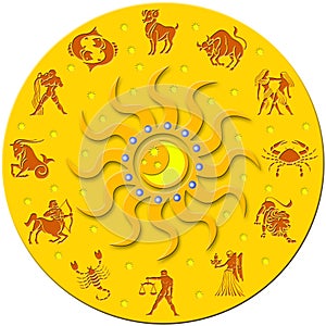 Golden medal with signs of the zodiac