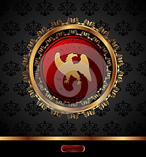 Golden medallion with heraldic eagle