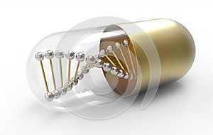 Dorado médico cápsulas molécula genético de cerca  tridimensional ilustraciones 