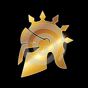 Golden Medieval Armor Helmet Vector Icon