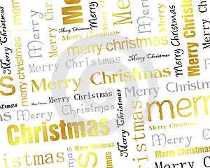 Golden merry christmas text background