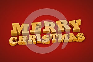 Golden Merry Christmas text on a red background