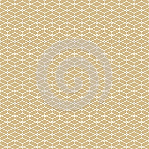 Golden mesh seamless pattern. Vector gold and white luxury geometric ornament.