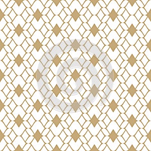 Golden mesh seamless pattern. Vector abstract geometric ornament background