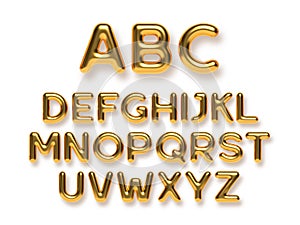 Golden metal alphabet vector set.