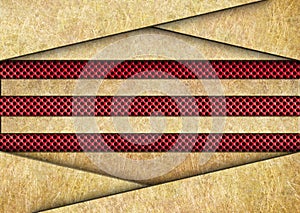 Golden metal background with red grid texture bronze plates