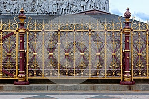 Golden metal gate Albert Memorial Statue London