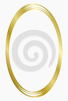 Golden metal oval frame isolated on white