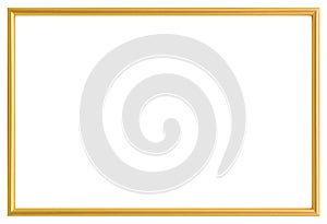 Golden metal photo frame isolated on white