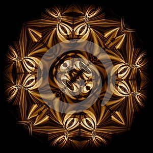 golden metallic floral fantasy pattern and design