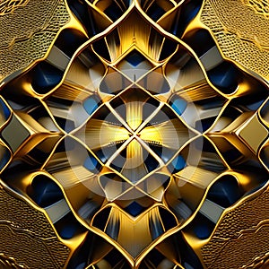 Golden metallic geometric trigonal background.