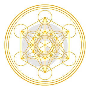 Golden Metatrons Cube, mystical symbol, derived from the Flower of Life photo