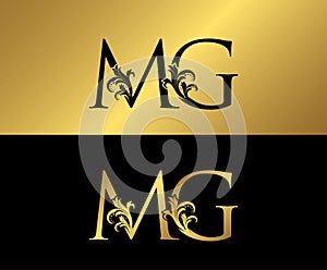 Golden MG Luxury Logo Icon, Vintage Gold MG Letter Logo