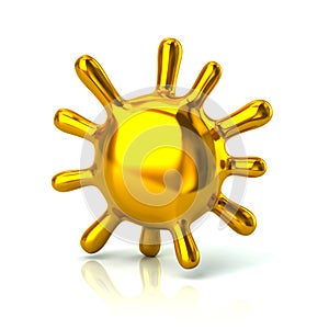 Golden microbe bacteria icon 3d illustration