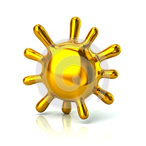 Golden microbe bacteria icon 3d illustration photo