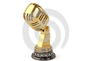 Golden Microphone Award.3D illustration.