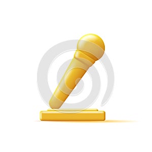 Golden microphone award icon, 3d illustration for music competition