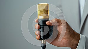 The golden microphone in hand.AI generated image