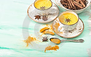 Golden Milk warm drink turmeric spices
