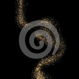 Golden mist wave of sparkling glitter particles