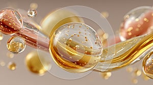 Golden Molecular Spheres Floating in Liquid