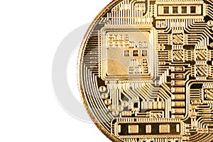 Golden monero isolated on white background