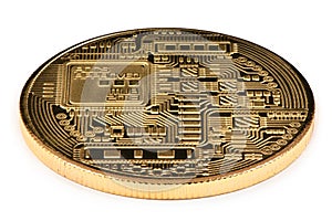 Golden monero isolated on white background. clipping path