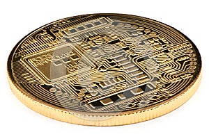 Golden monero isolated on white background. clipping path