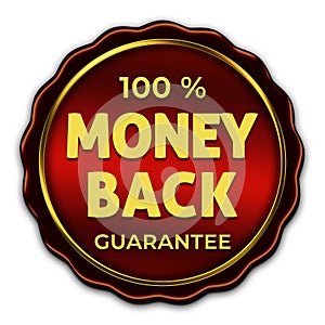 Golden money back guarantee or seal of quality label tags.