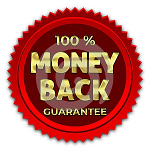 Golden money back guarantee or seal of quality label tags.