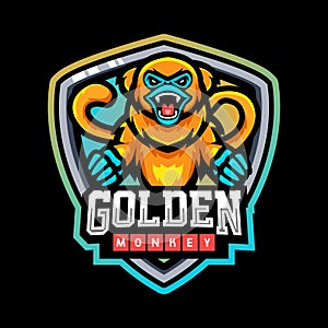 Golden monkey mascot. esport logo design