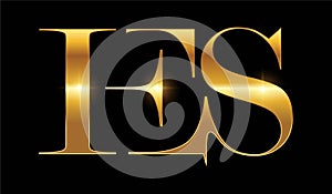 Golden Monogram Logo Initial Letters IES