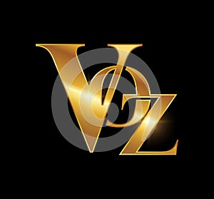 Golden Monogram Logo Initial Letters VOZ photo