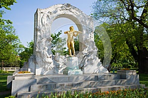 The Golden Monument of Johann Strauss in the City Park. Vienna, Austria