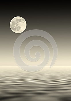 Golden Moon Over Water