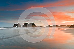 Golden morning at a beach