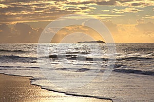 Golden morning at beach by dawn