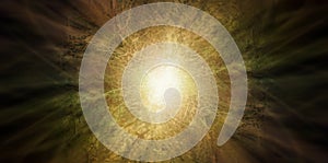 Golden Mosaic Radiating Mystical Background Banner