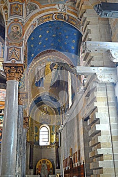 Golden mosaics and decor in Santa Maria dell`Ammiraglio, Palermo, Sicily, Italy  photo
