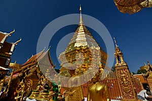 Golden mount. Wat Phra That Doi Suthep temple. Chiang Mai. Thailand