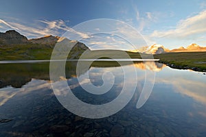 Golden mountain mirror