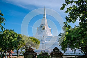 Golden Mountain Pagoda Which is an important pagoda Of Ayutthaya in Thailand