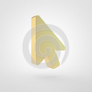 Golden mouse pointer icon isolated on white background.